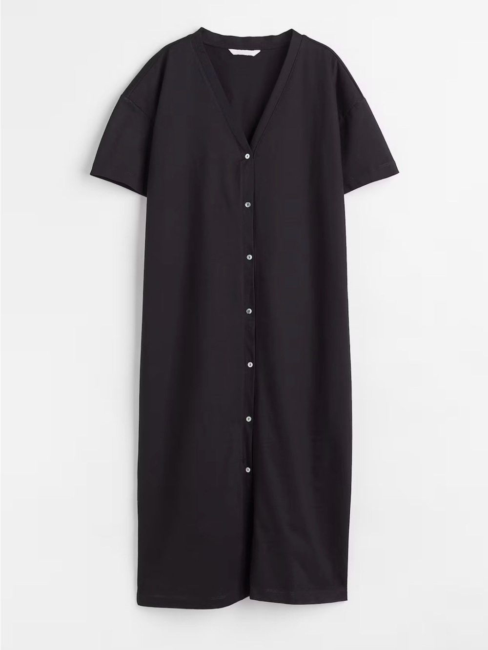 H&M black cotton button front jersey dress XS